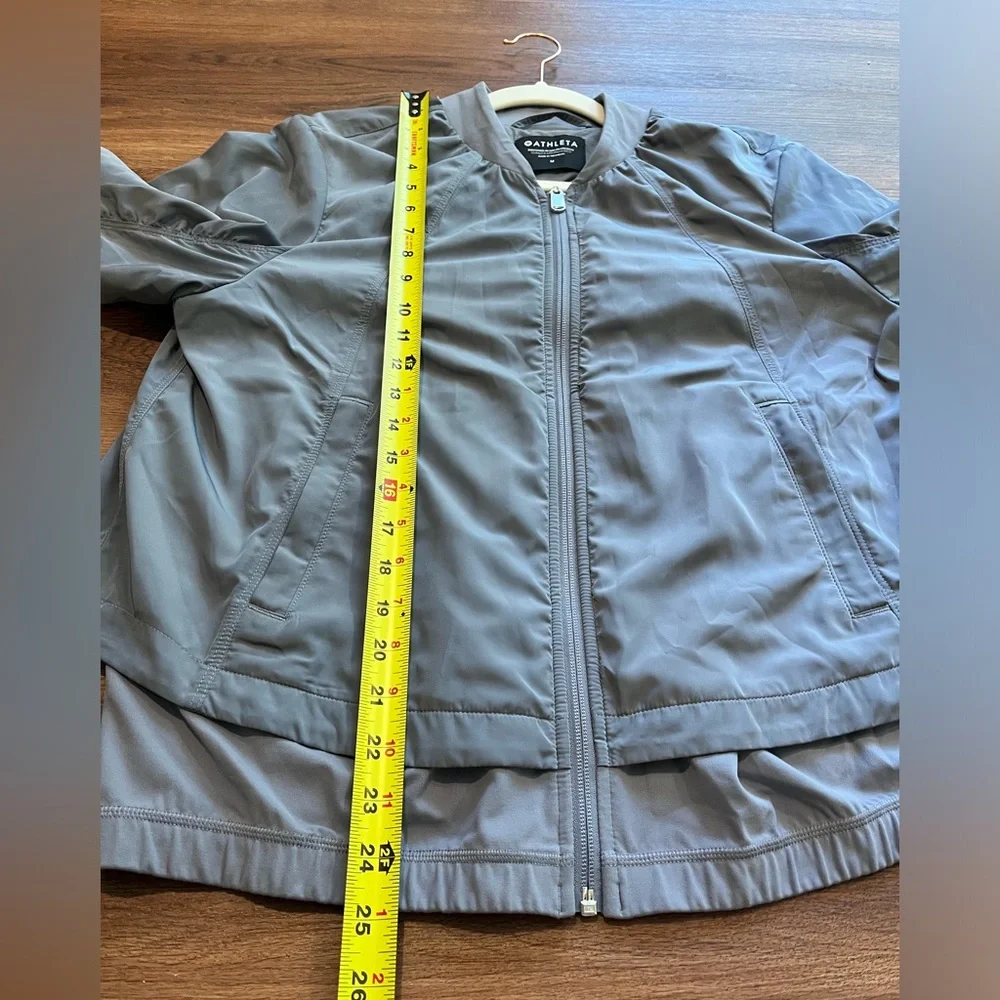 ATHLETA Wayfarer Bomber Jacket Performance Workout Gym Sporty Gray Blue … - Picture 13 of 16